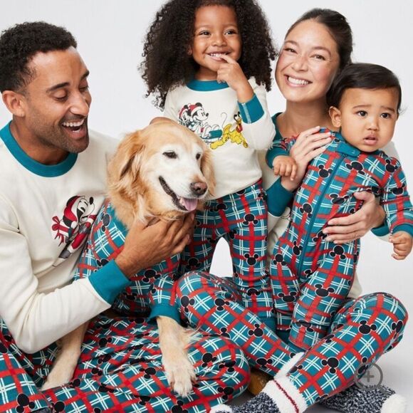 Hannah Andersson Disney Mickey Mouse Holiday Plaid Adult Unisex‎ Pajama Pant Med - Picture 1 of 8